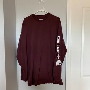 Men’s Carharrt long sleeve Tshirt in Tall, maroon